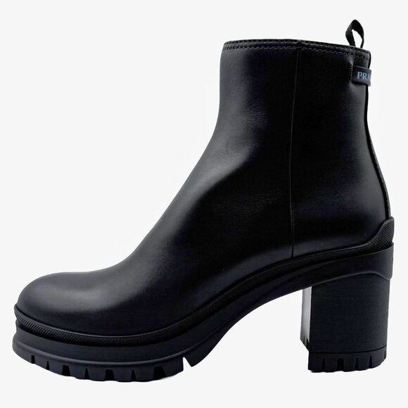 Brand New Prada Montana Lug Sole Vitello Leather mini Platform Combat Boots - Picture 4 of 12